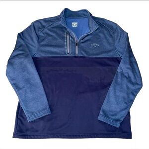 Callaway 1/4 Zip Fleece Lined Pullover Color Block Blue‎ w Pockets Size: XL Golf